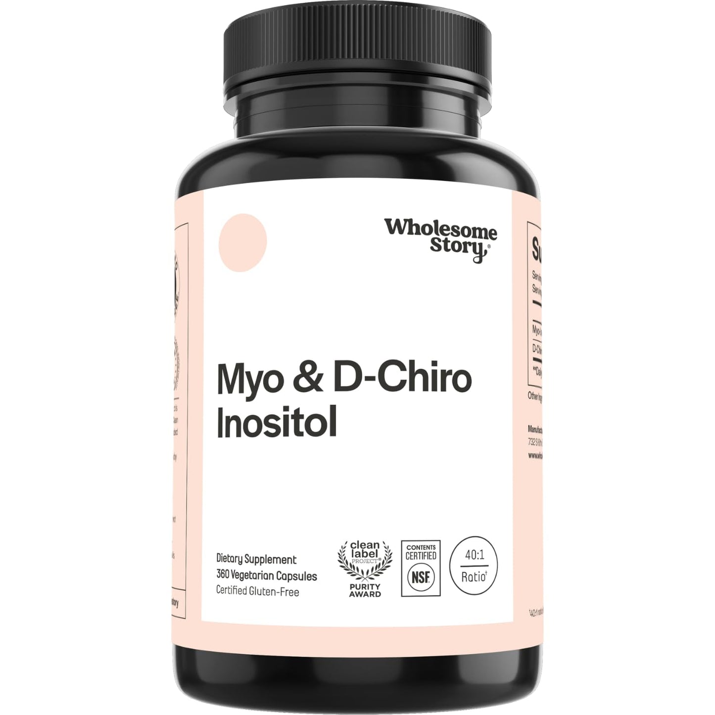 Wholesome Story Myo-Inositol & D-Chiro Inositol Supplement Capsule, 360 Capsules