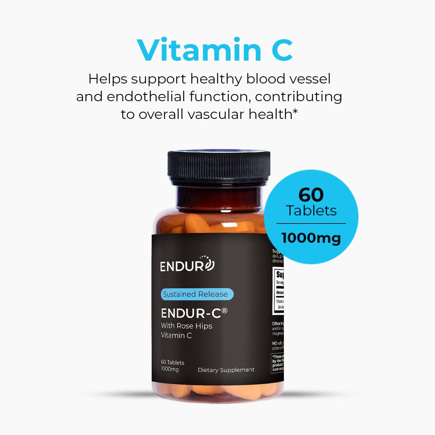 Endurance Products ENDUR-C Vitamin C with Rose Hips Tablets 60