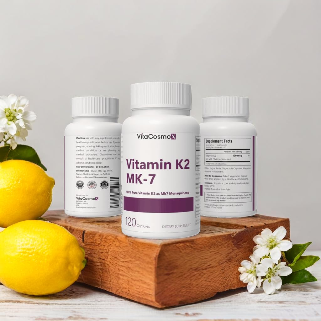 VitaCosmoX Vitamin K2 MK-7 Supplement Capsule 120 Count