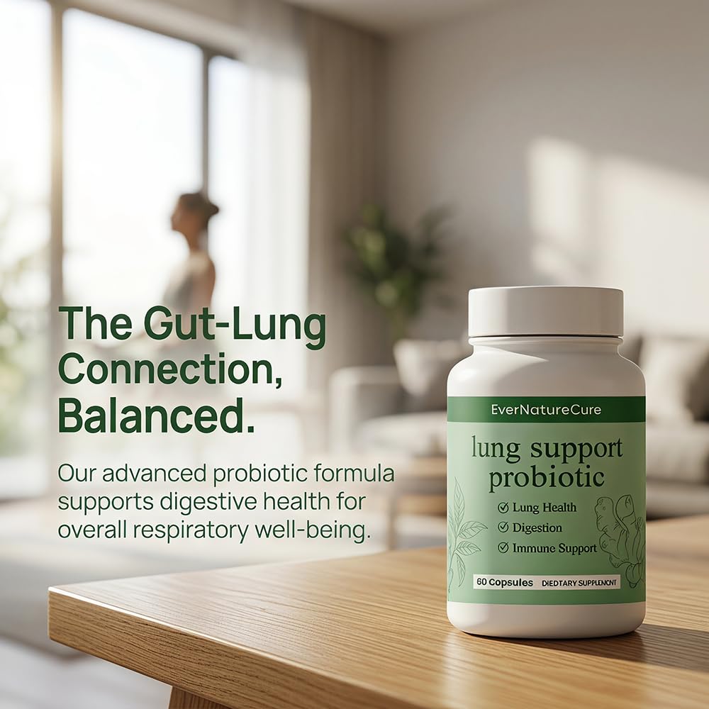 Nukupuns Ever Nature Cure Lung Support Probiotics Capsules, 60 Count