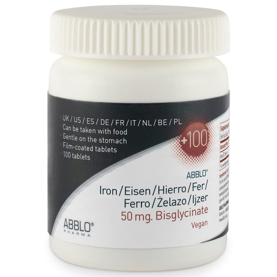 ABBLO PHARMA Iron Bisglycinate 50mg Tablet, 100 Count
