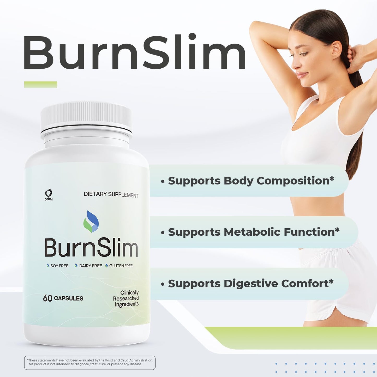 Orby BurnSlim Daily Botanical Supplement with Olive Leaf, Moringa & Holy Basil, 120 Capsules