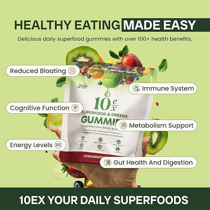 Jaje Health Supergreens Gummies with Probiotics, 60 Count