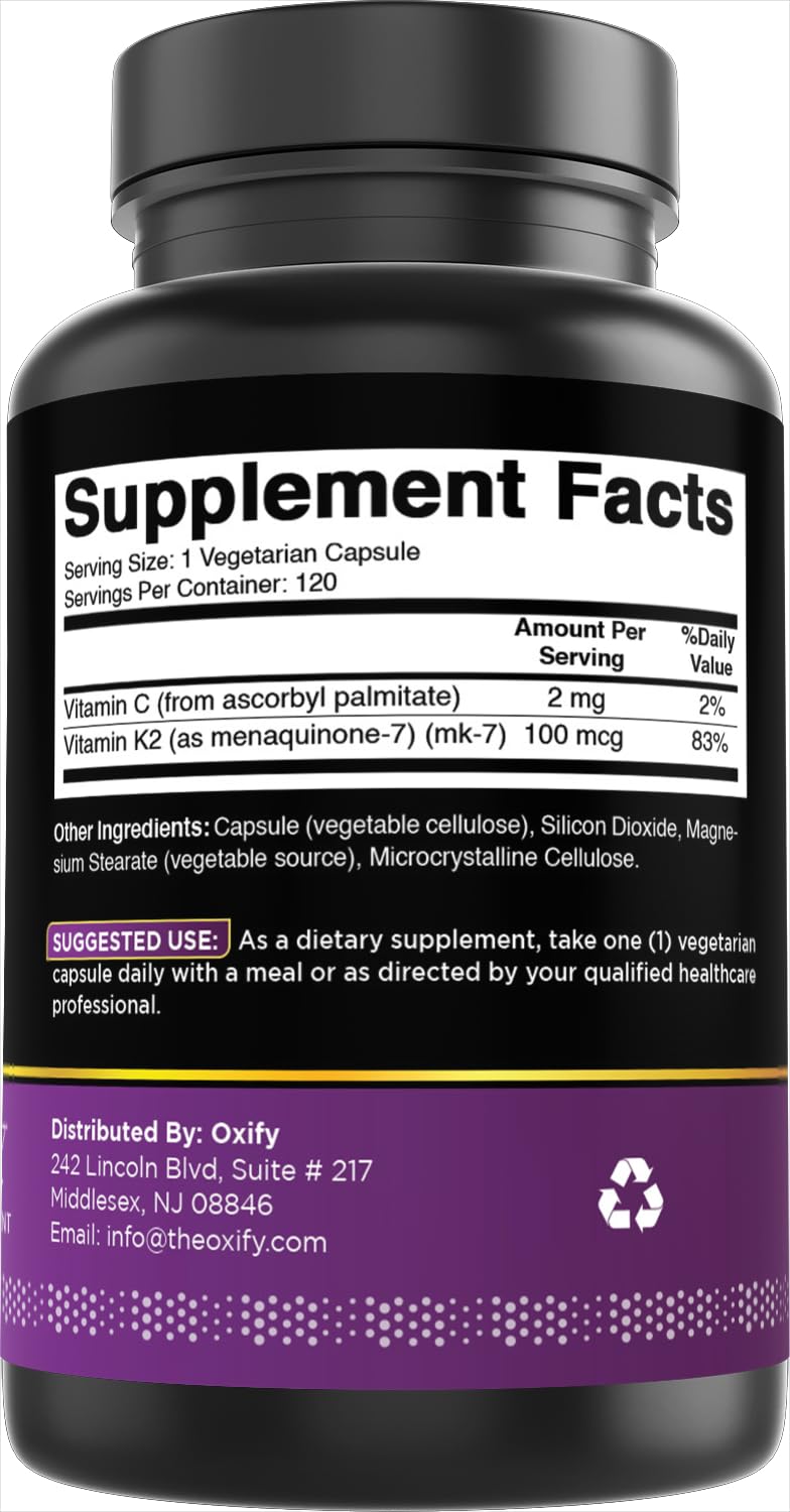 Oxify MK-7 Vitamin K2 100 mcg Capsule 120 Count