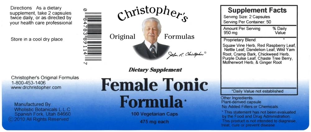 Christopher's Original Formulas Female Tonic Formula Capsule, 100 Count