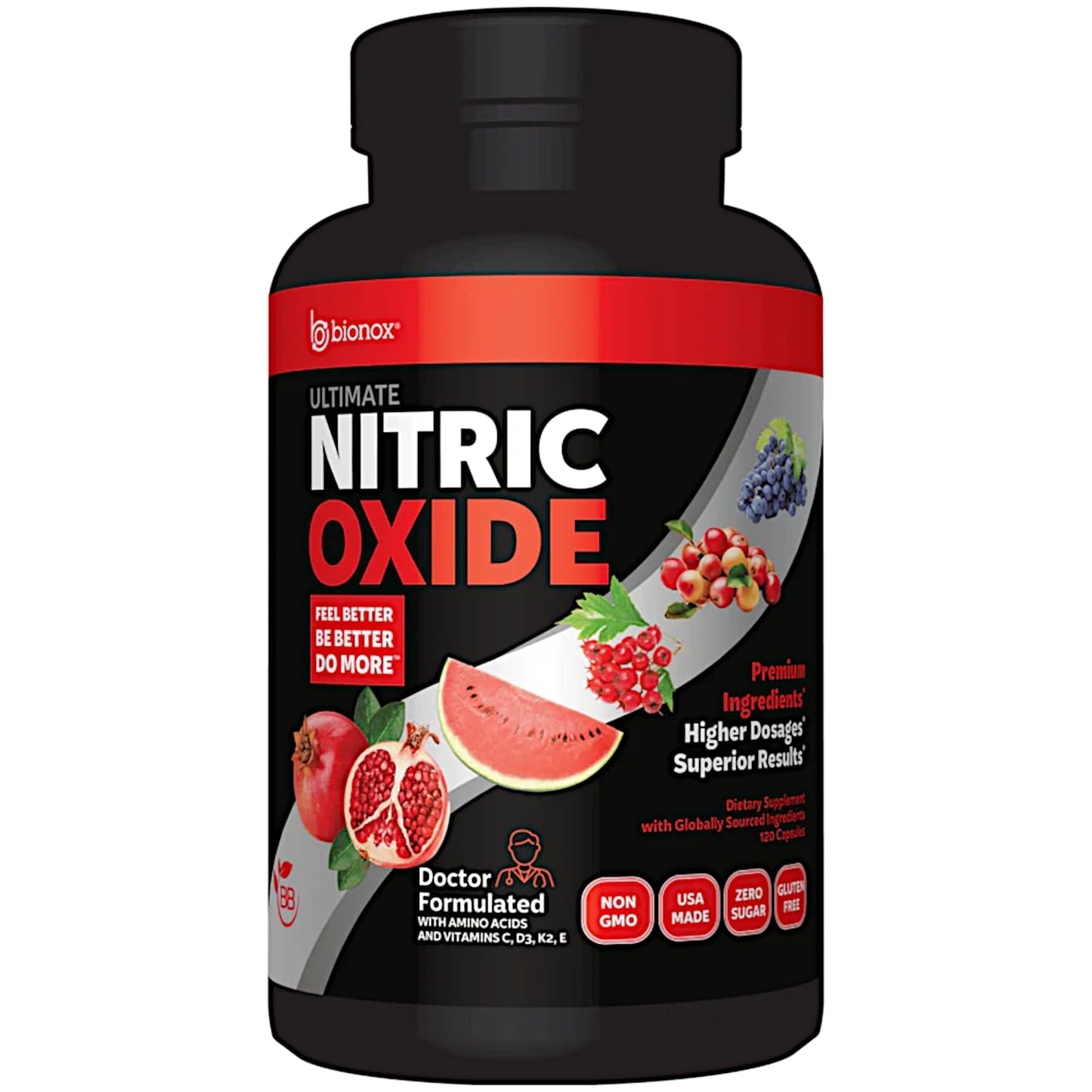 BioNox Nutrients Ultimate Nitric Oxide Premium Stamina & Performance Formula with AstraGin Ginseng, 120 Capsules