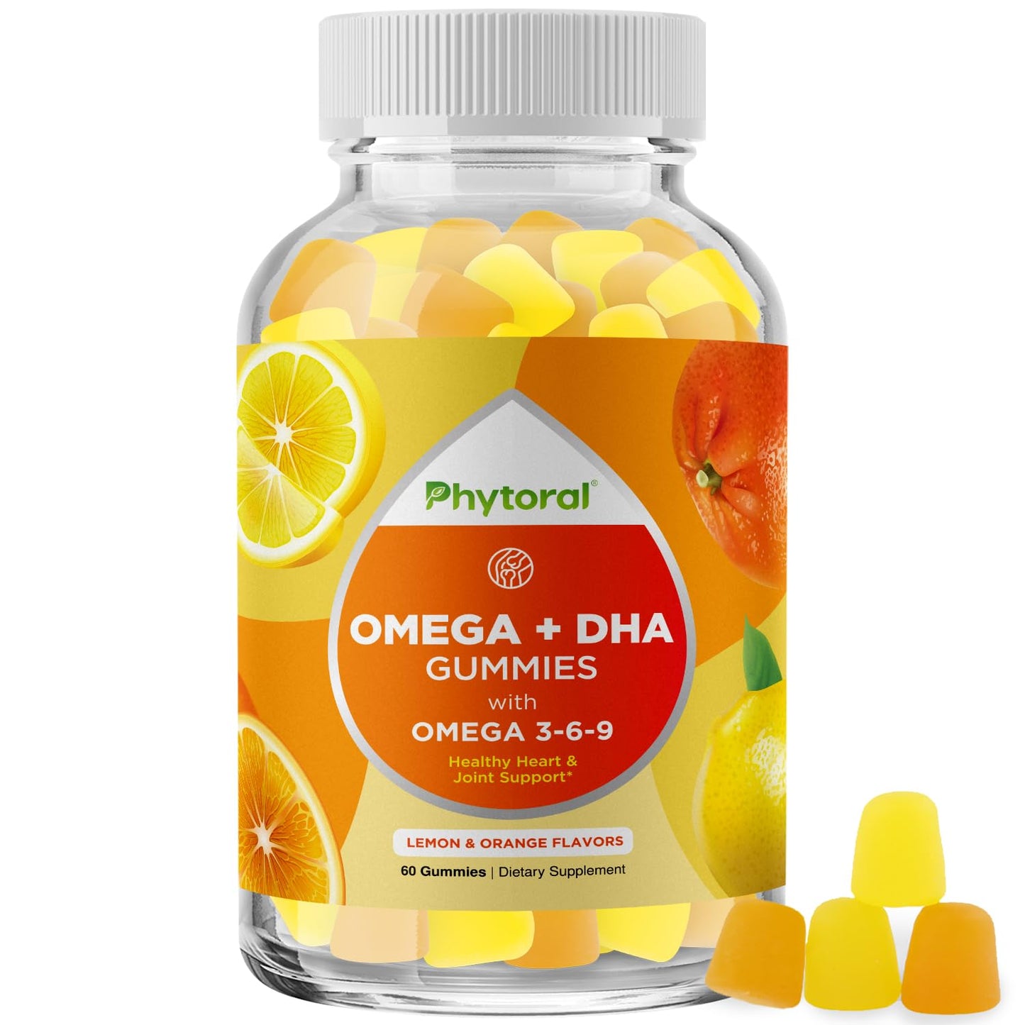 Phytoral DHA Omega 3 Gummies for Adults, 60 Count