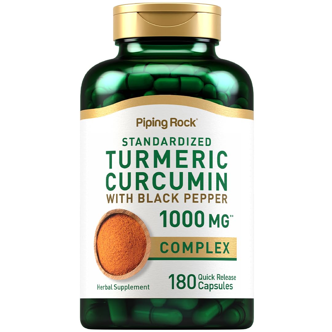 Piping Rock Turmeric Curcumin with Black Pepper Extract Capsules, 180 Count