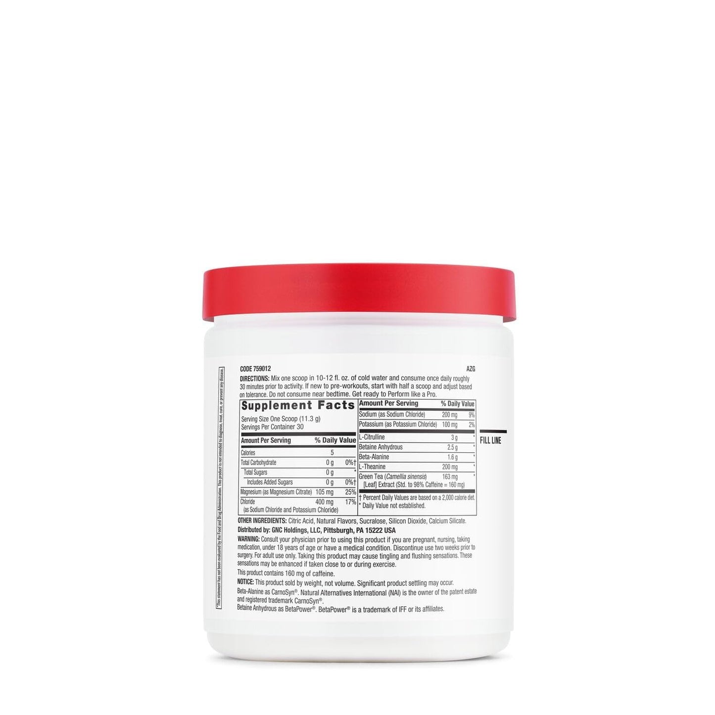 GNC Pro Performance Pre Workout Powder 11.96 Ounce