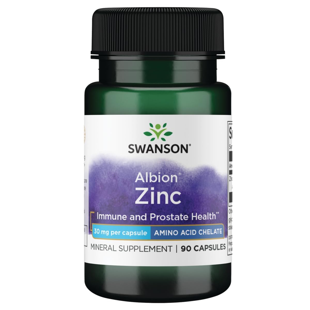 Swanson Albion Chelated Zinc Glycinate 30 mg Capsules, 90 Count