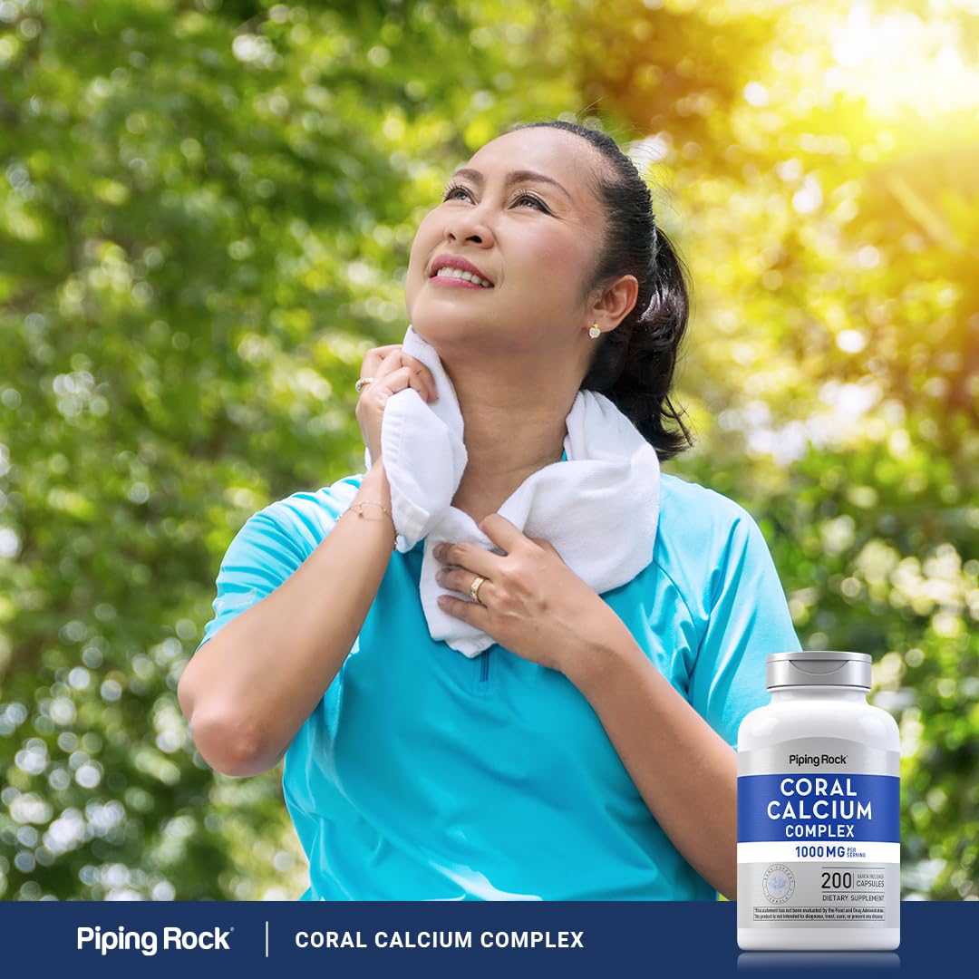 Piping Rock Coral Calcium 1000 mg Capsules, 200 Count