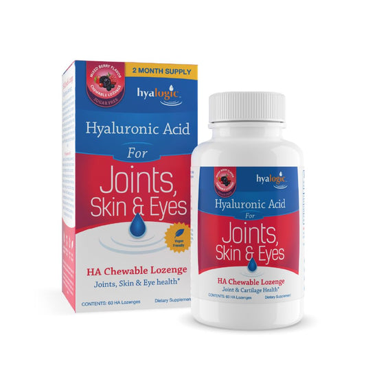 Hyalogic HA Lozenge Sugar-Free Hyaluronic Acid Supplement for Joints, Skin, Eyes & Hair – Support for Mobility, Collagen, Hydration Chewable 60 Count