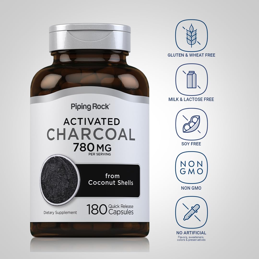Piping Rock Activated Charcoal Capsule 180 Count