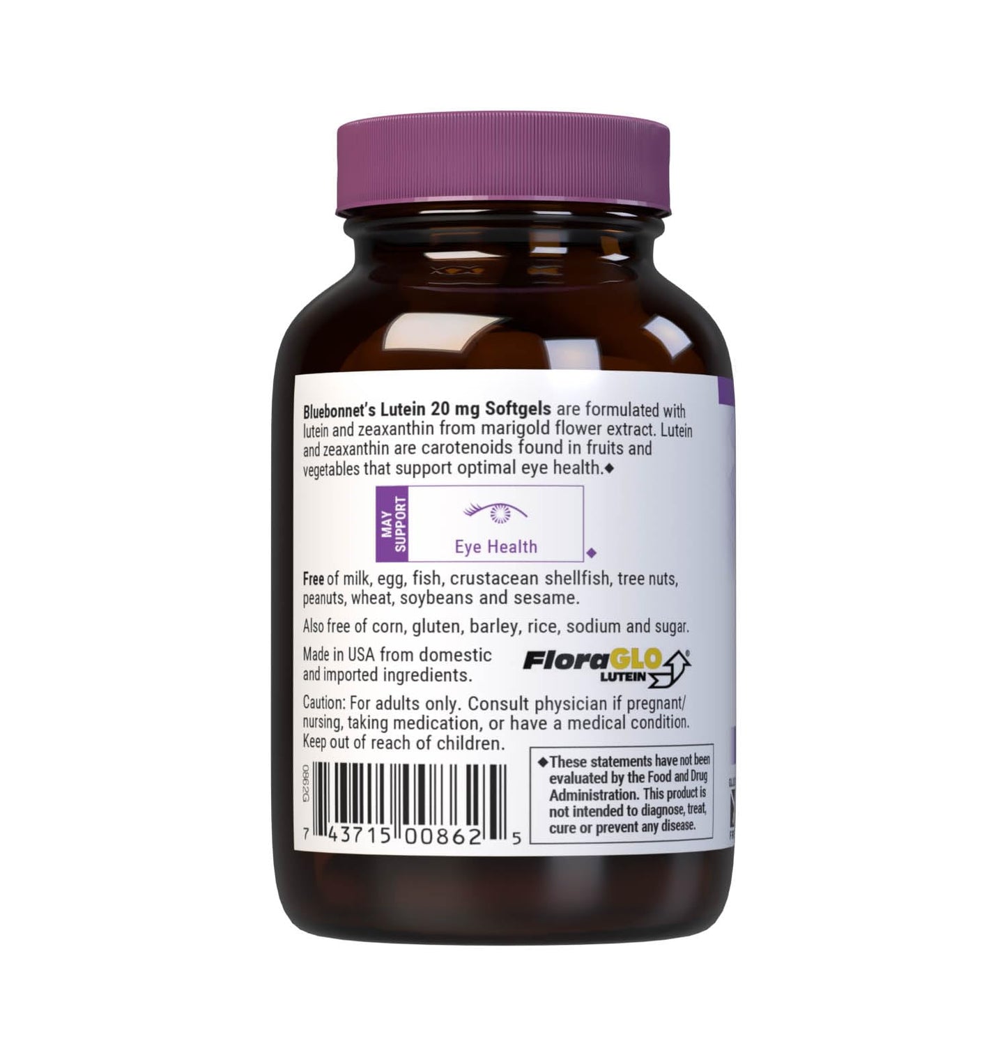 BlueBonnet Lutein 20 mg Softgel 60 Count
