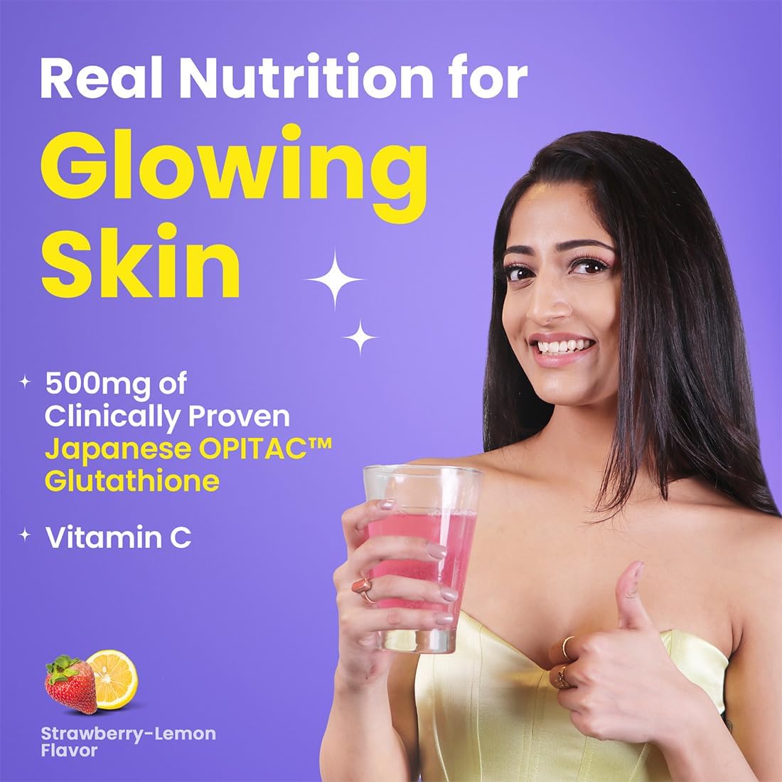 THRU Glow Japanese Glutathione 500 mg & Vitamin C for Skin Care, Effervescent Tablets, 20-count