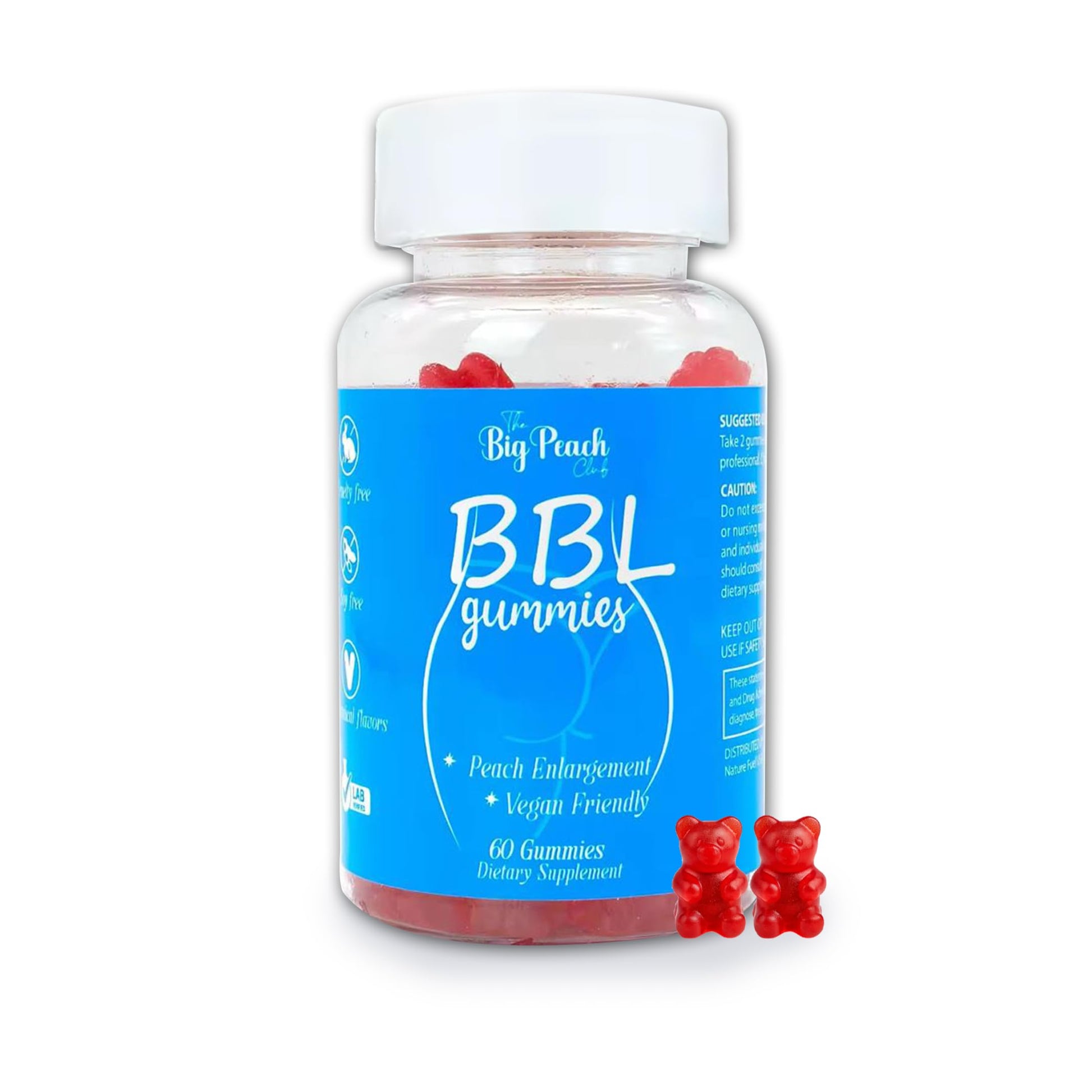 Generic BBL Gummies for Women - Peach Growth Support with Collagen, Herbal Blend & Biotin, Fitness Multivitamins for Natural Curves, Confidence, Vegan & Cruelty Free - Natural Strawberry Flavor, 60 Gummies