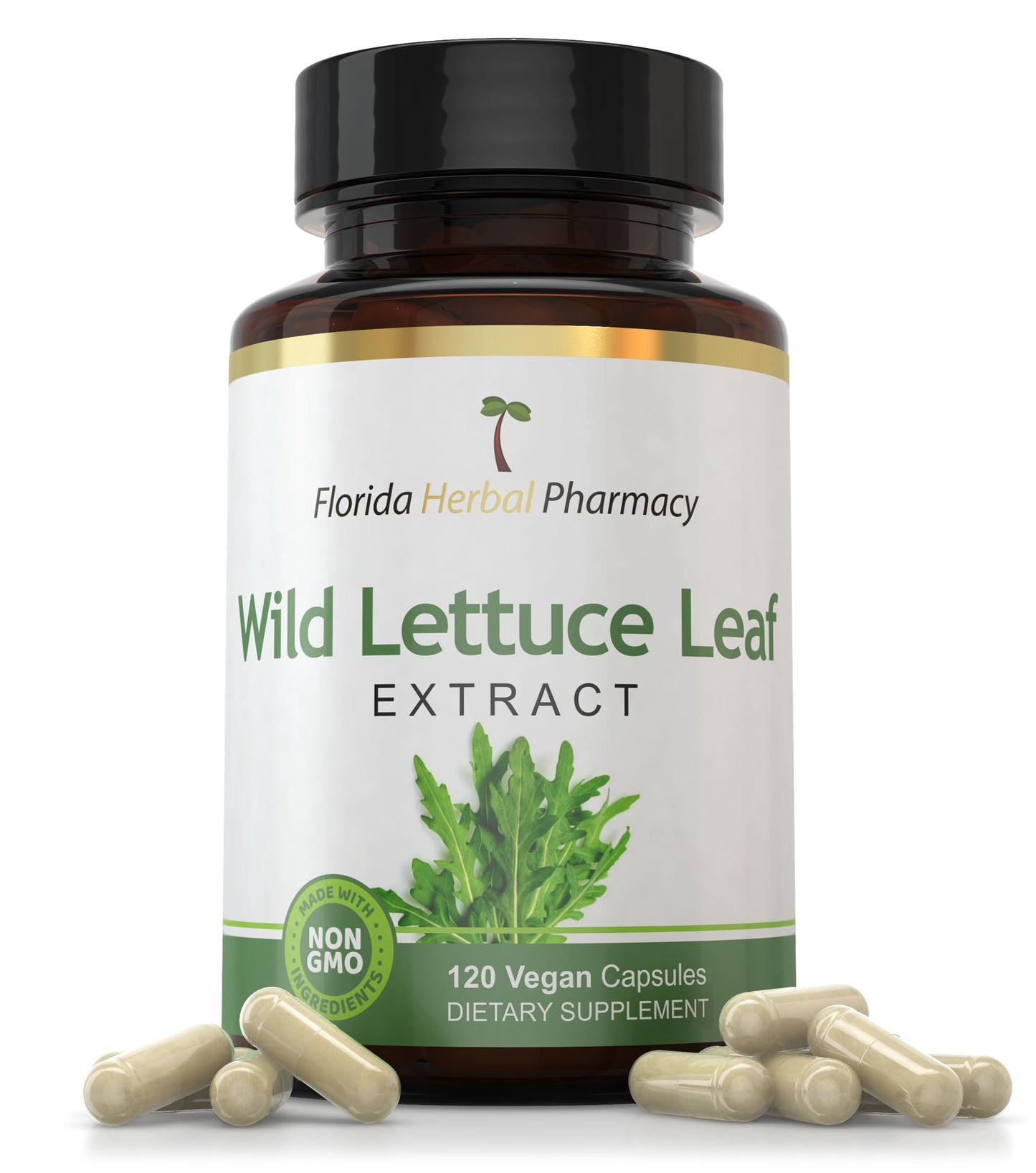 Florida Herbal Pharmacy Wild Lettuce Leaf Extract Supplement Capsules 120 Capsules