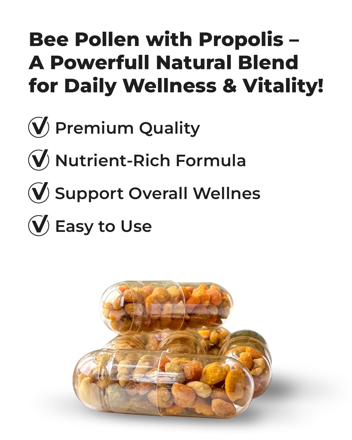 New Time Organic beekeeping products Bee Pollen Capsules with Propolis Capsule, 60 Count