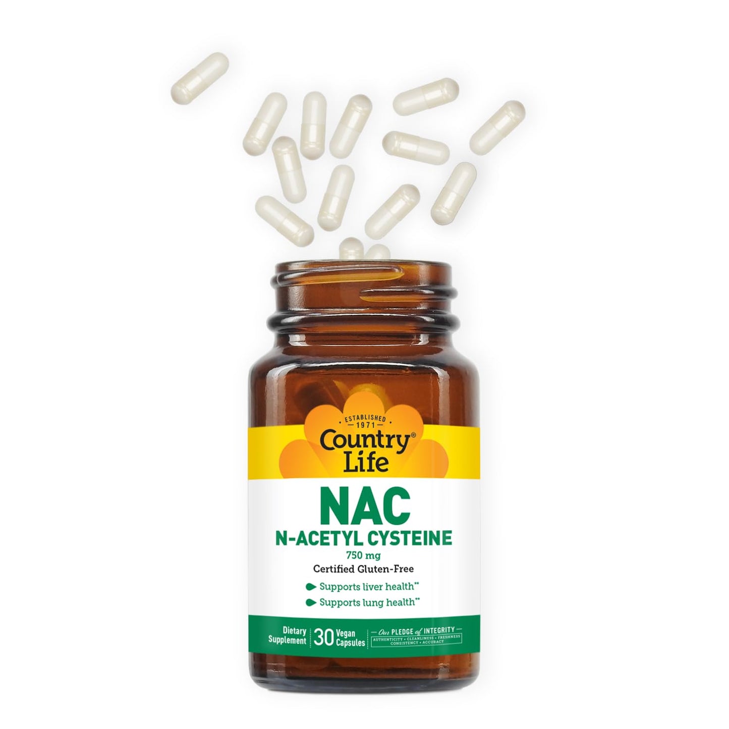 Country Life N-Acetyl Cysteine (NAC) 750 mg Capsules, 30 Count