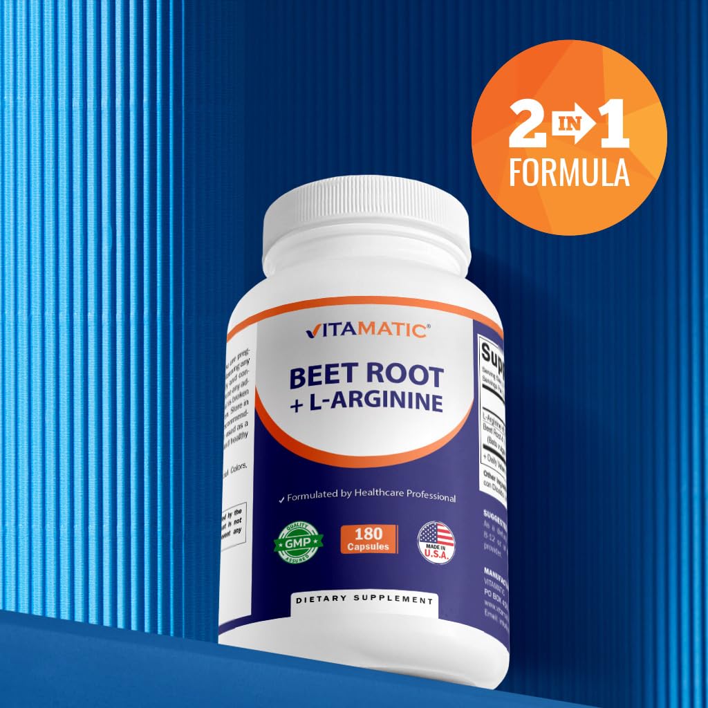 Vitamatic Beet Root + L-Arginine Capsules, 180 Count