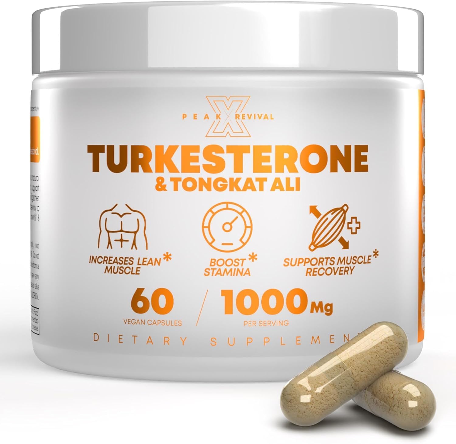 Peak Revival-X Turkesterone Tongkat Ali Supplement Capsules, 60 Count