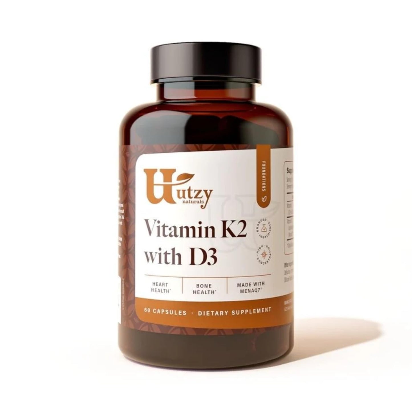 Utzy Naturals Vitamin K2 + D3 Capsule 60 Count