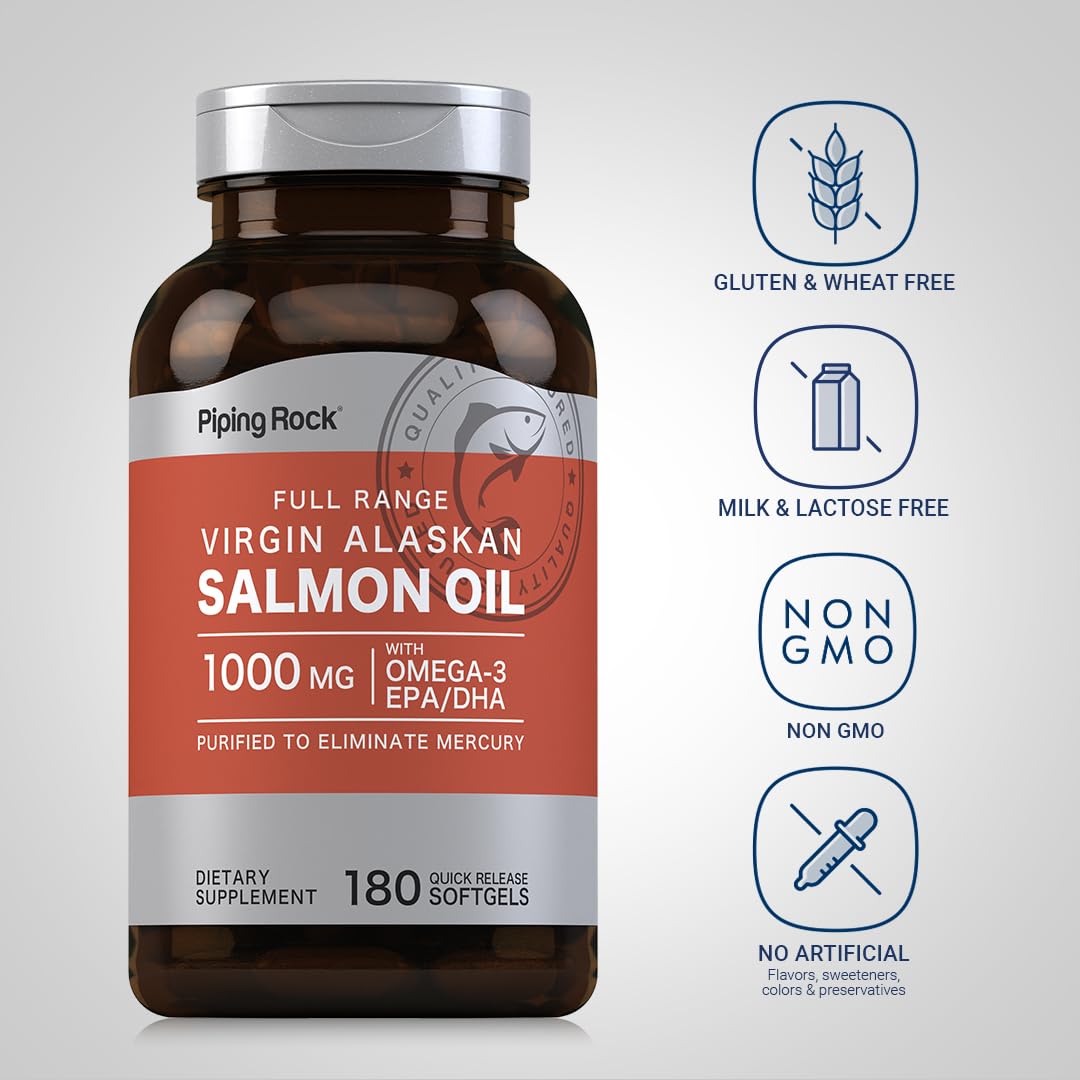 Piping Rock Wild Alaskan Salmon Oil Softgel 180 Count