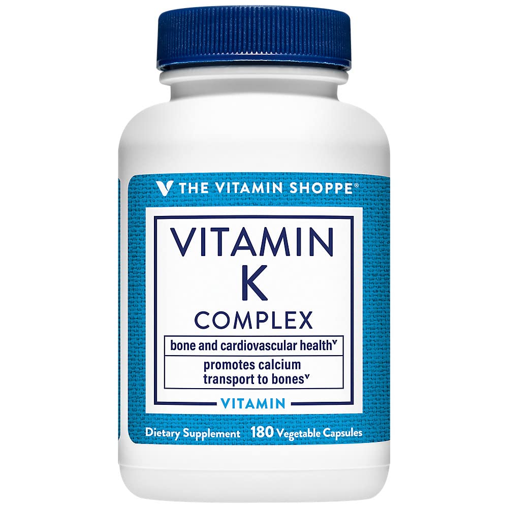 The Vitamin Shoppe Vitamin K Complex - Complete K1 K2 Formula, 180 Vegetarian Capsules