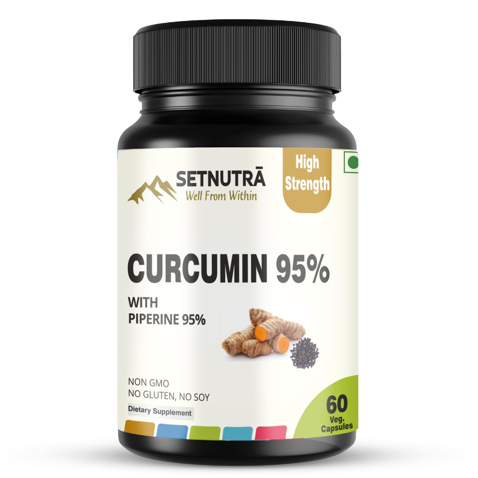 SETNUTRA Well From Within Turmeric Curcumin 95% with Piperine 95% High Potency Curcuminoids for Joint Health Support Veg Capsules, 60 Count