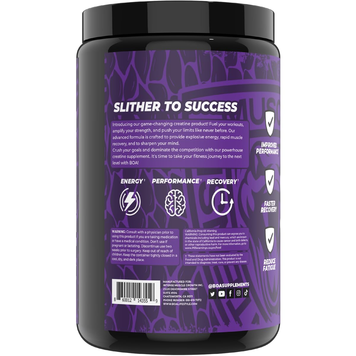 BOA Creatine MAXX Creatine + Glutamine Powder, 5.5 Ounce