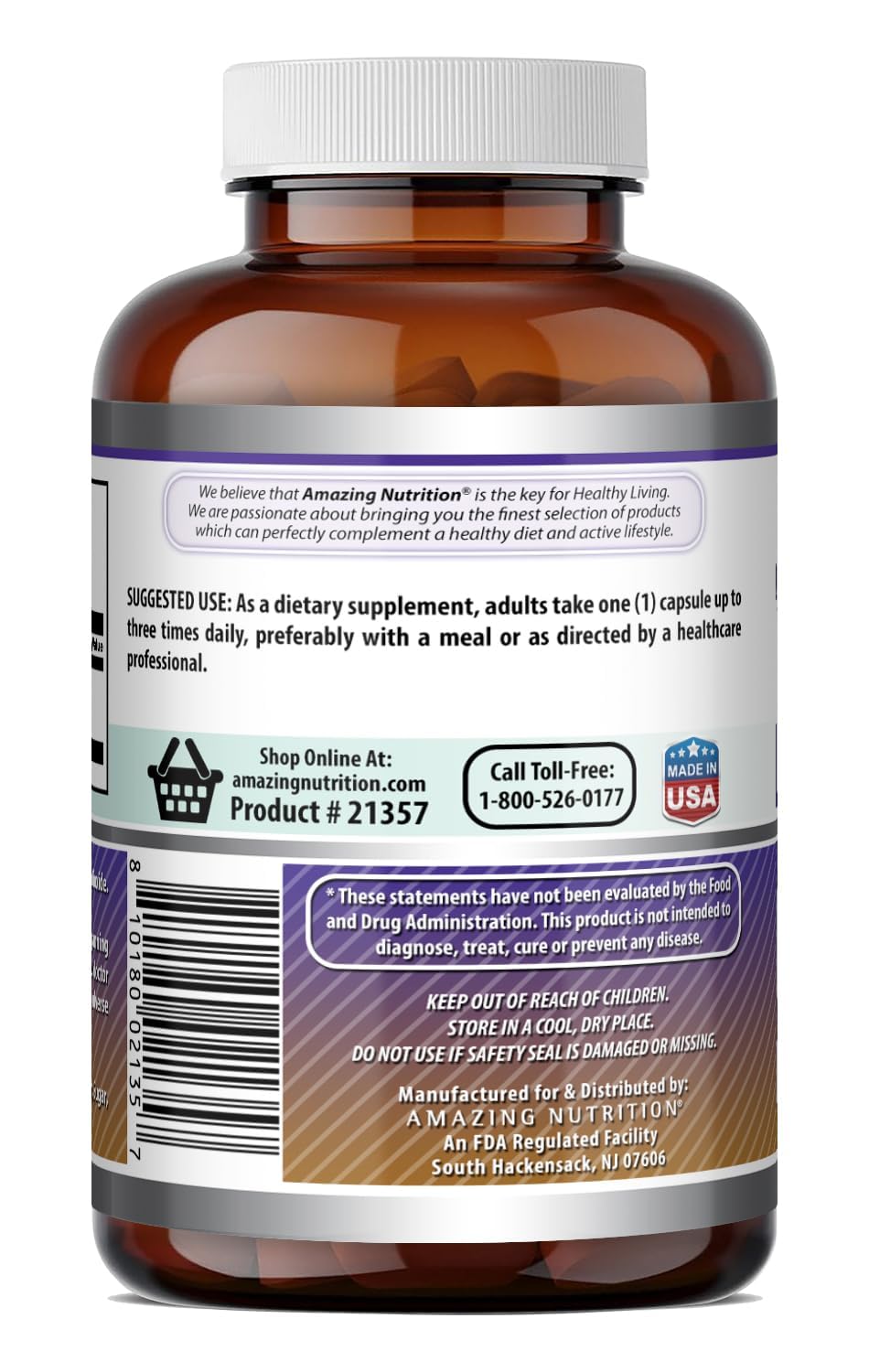 Amazing Nutrition L-Arginine Supplement Capsules 750 Count