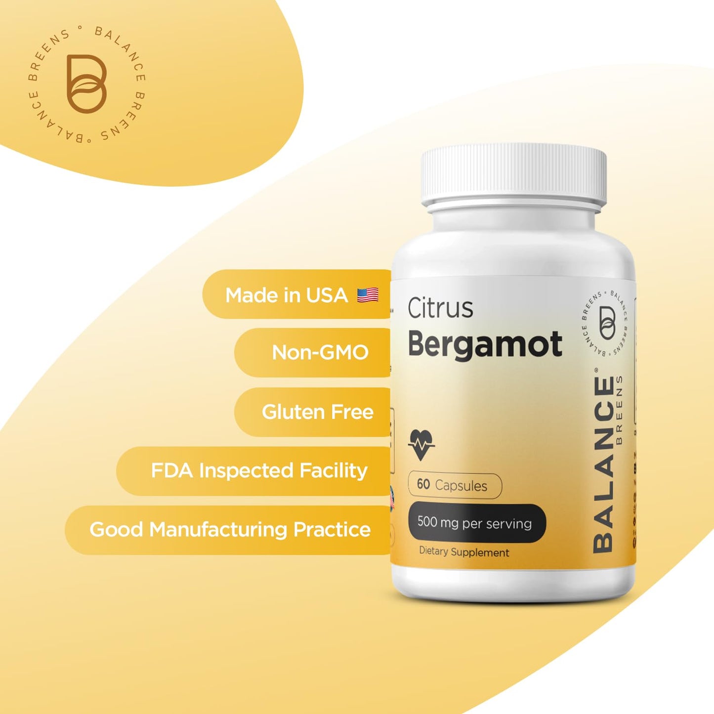 Balancebreens Citrus Bergamot 500mg Capsule, 120 Count