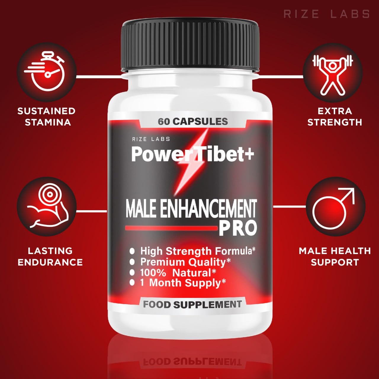 Rize Labs Power Tibet+ Male Supplement Capsules, 120 Count (Pack of 2)