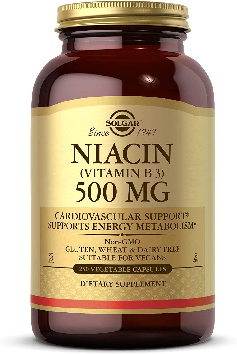 Solgar Niacin (Vitamin B3) 500 mg Capsules, 250 Count