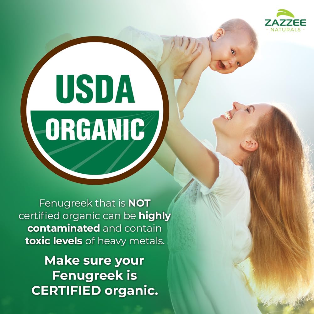 Zazzee USDA Organic Fenugreek 30:1 Extract 60 Capsules