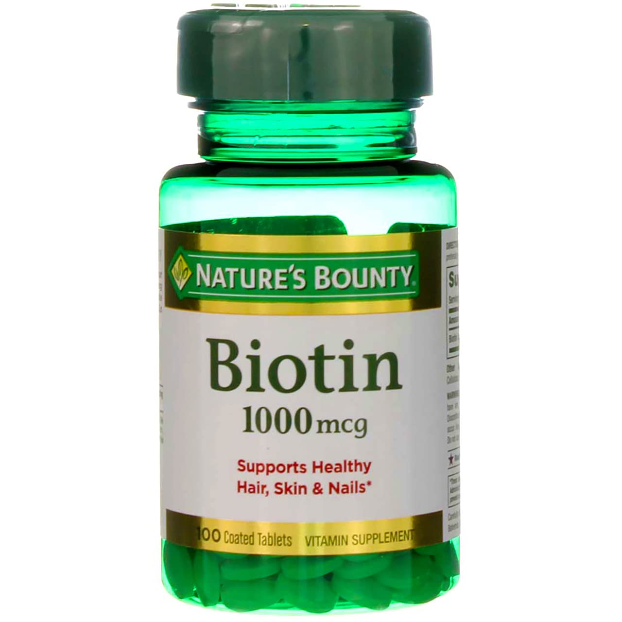 Nature's Bounty Biotin Coated Tablets 1000 mcg, 100 Tablets
