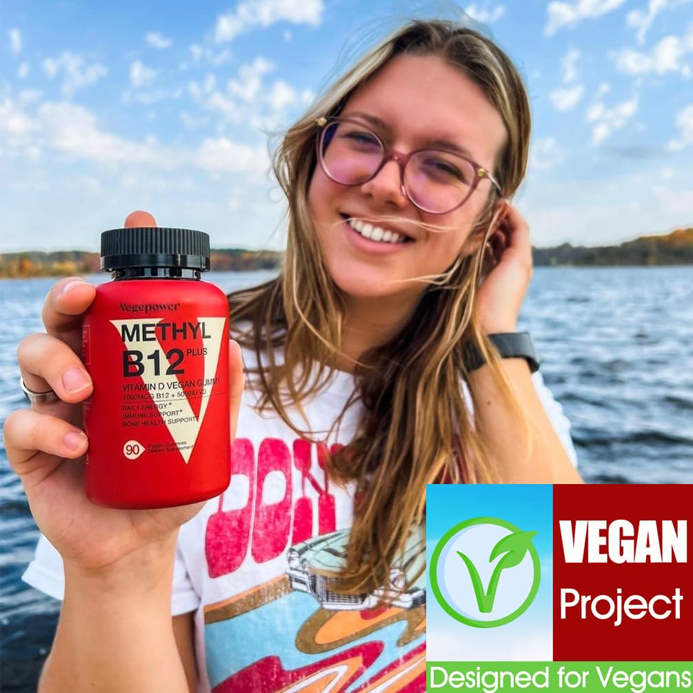 VEGEPOWER Vitamin B12 D3 Vegan Gummies, 90 Count