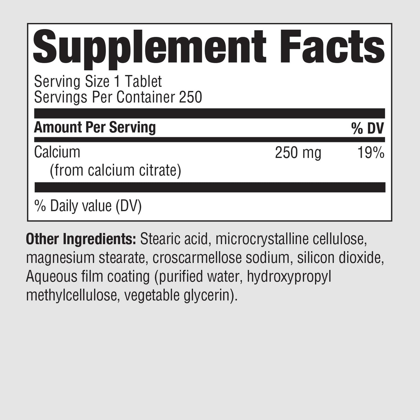 PureFormulas Calcium Citrate 250 mg 250 Tablets