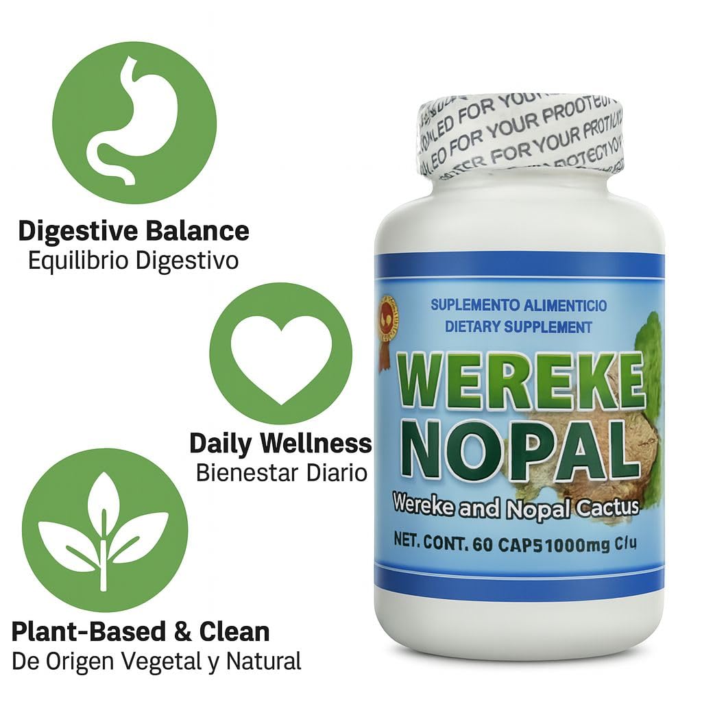 LO+NATURAL Wereke & Nopal Capsules, 60 Count, 1000 mg Each