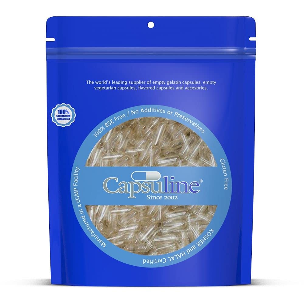 Capsuline Clear Size 1 Empty Vegetarian Capsules, 5000 Count