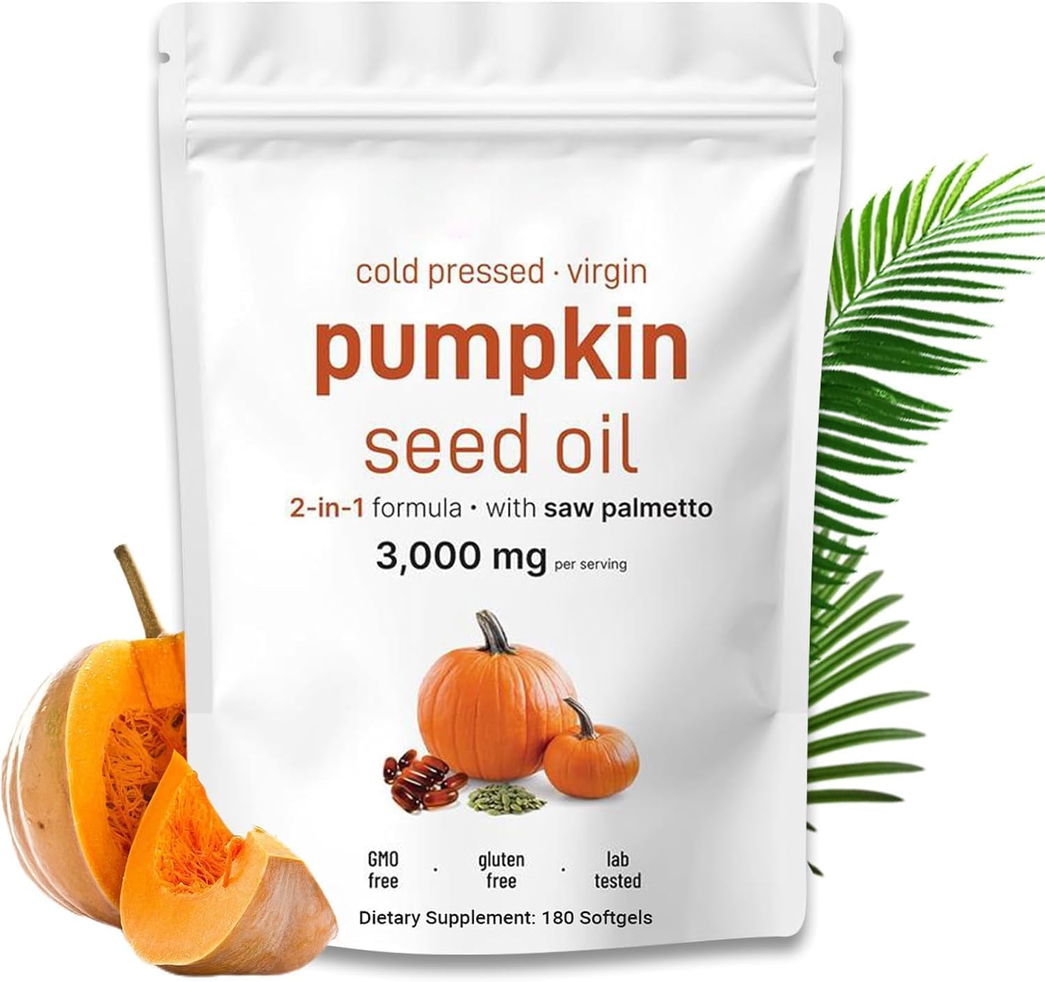 JIAZAWA Pumpkin Seed Oil with Saw Palmetto Capsules – 300 Softgels