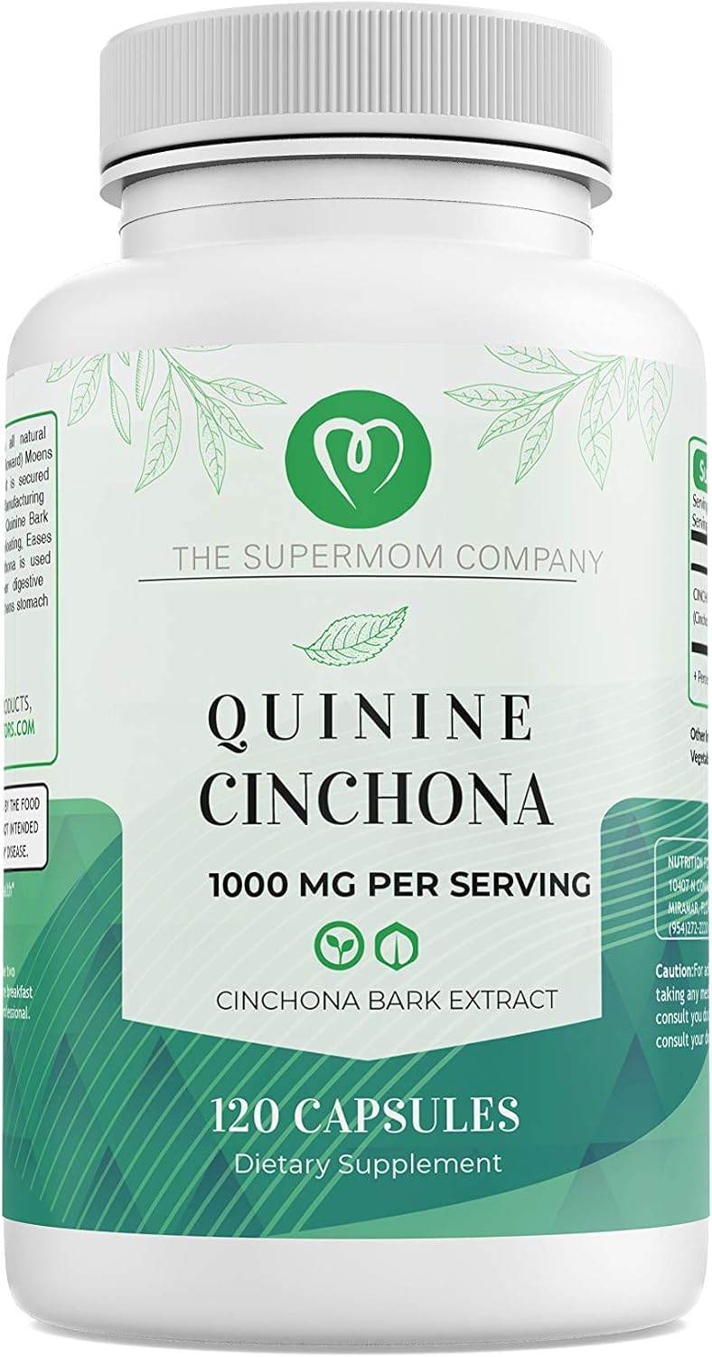 The Supermom Company Quinine Cinchona Bark Extract 1000 mg Capsules, 120 Count