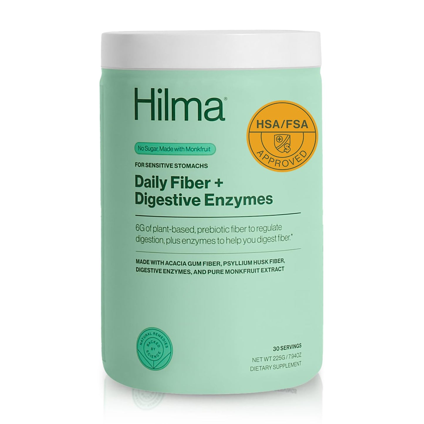 Hilma Daily Fiber and Digestive Enzymes Powder 7.94 Ounce