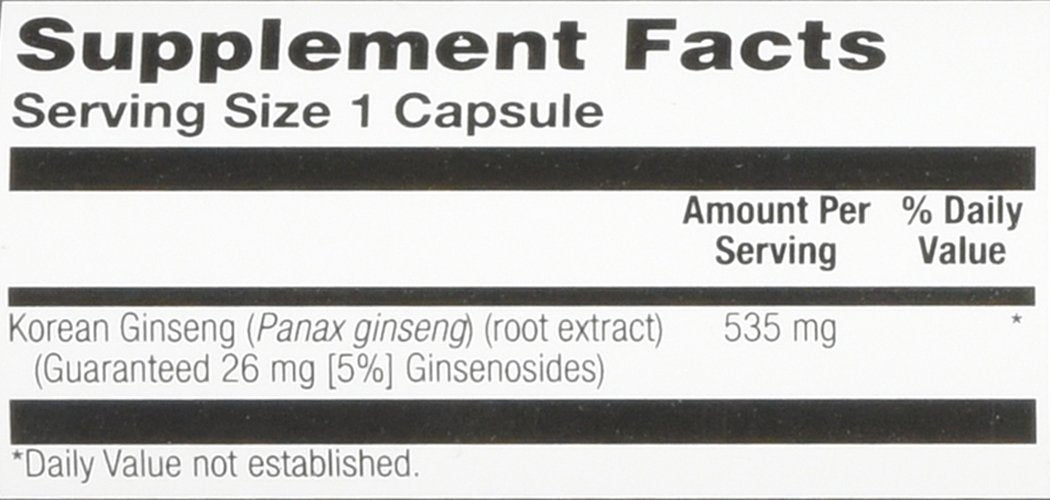 Solaray Korean Ginseng Root 535mg Capsule, 60 Count
