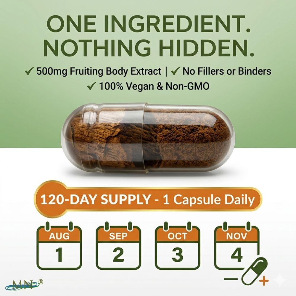 Mn Mother Nature Inc Tinder Mushroom Extract 500mg Fomes Fomentarius Fruiting Body Capsules 120