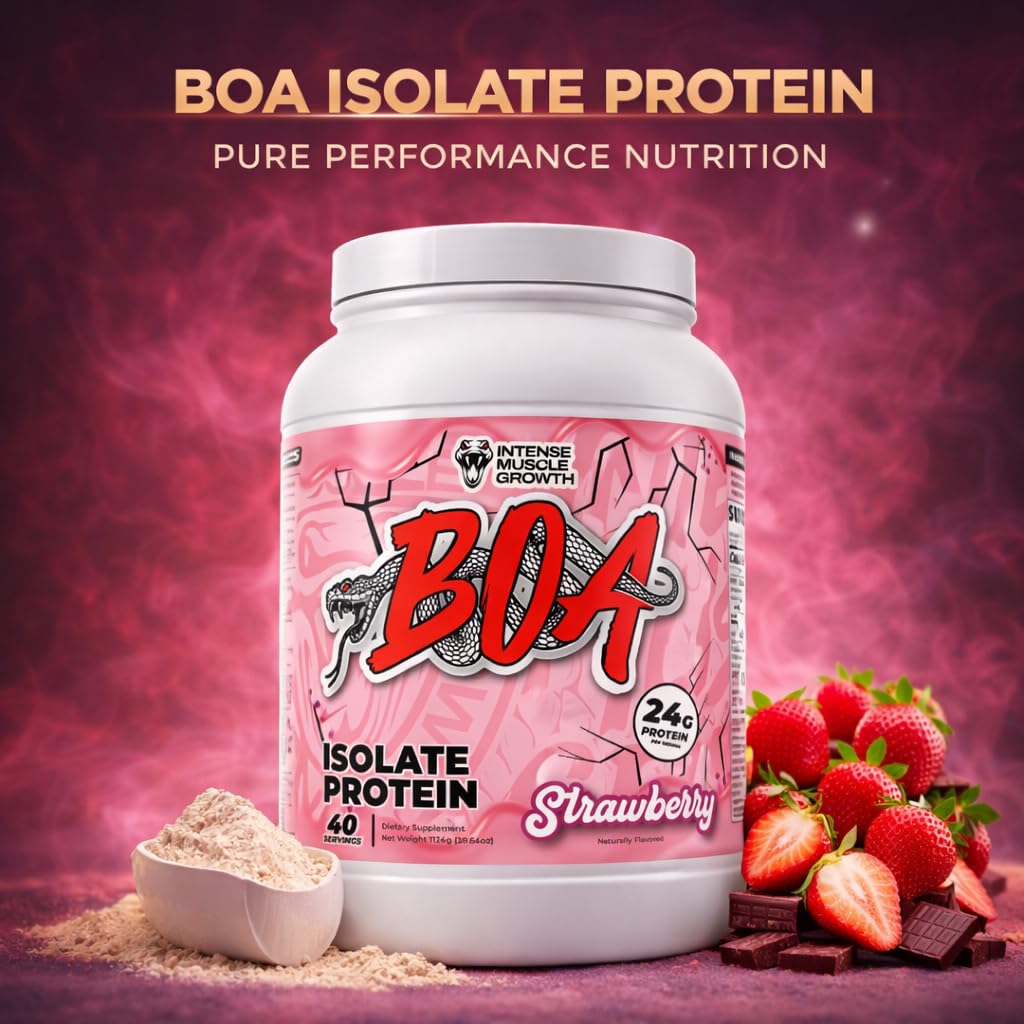 BOA Whey Protein Isolate Powder, Strawberry, 40 Servings