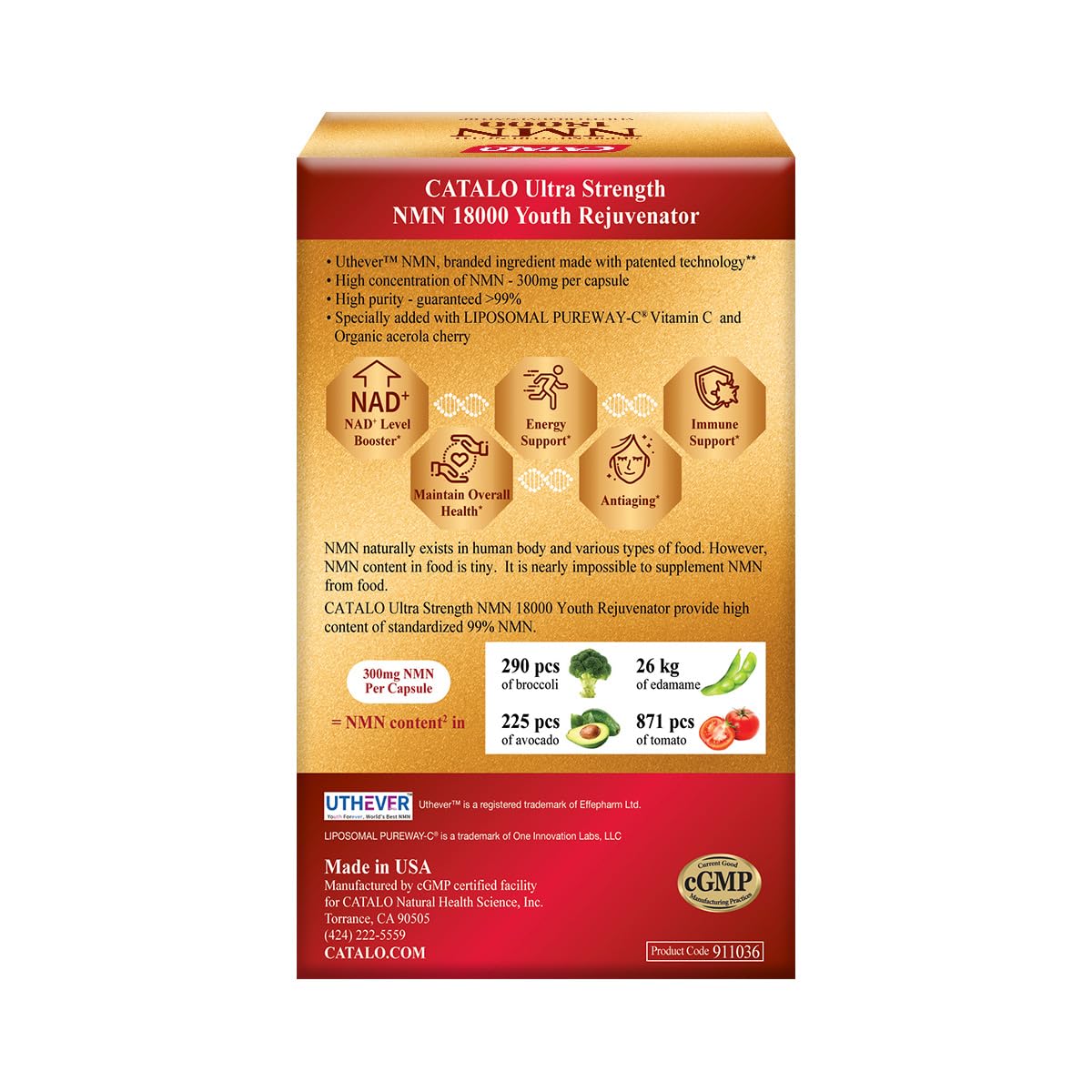 CATALO NMN Nicotinamide Supplement - Pure NAD⁺ Supplement Capsules, 60 Count