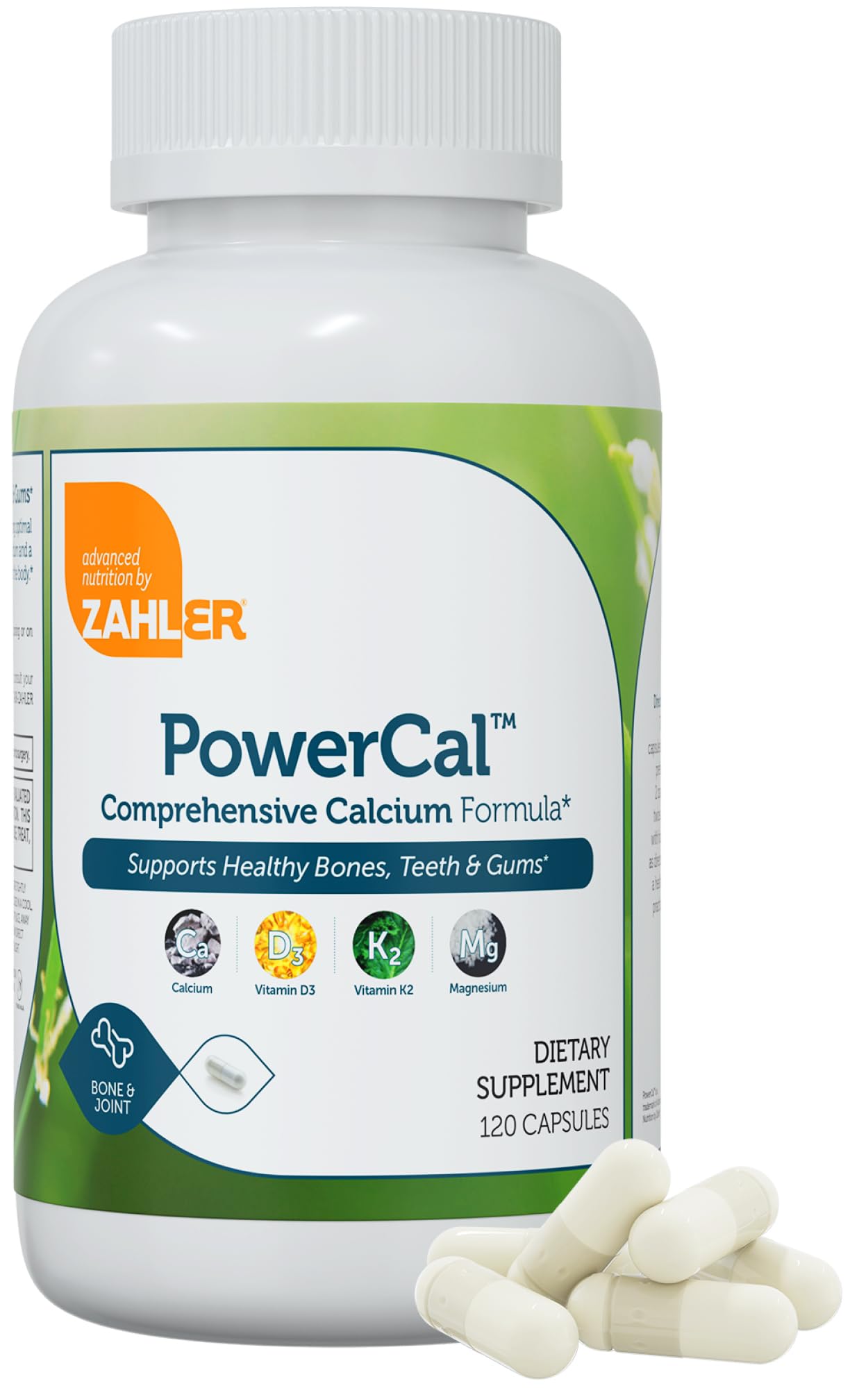 Zahler PowerCal Calcium with Vitamin D3, K2 & Magnesium Capsules 120 Count