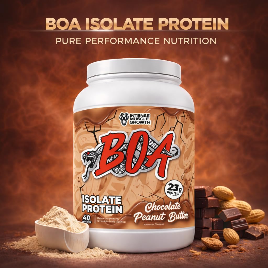 BOA Whey Protein Isolate Powder with Vitamin B6 and Zinc, Chocolate Peanut Butter, 40 Servings