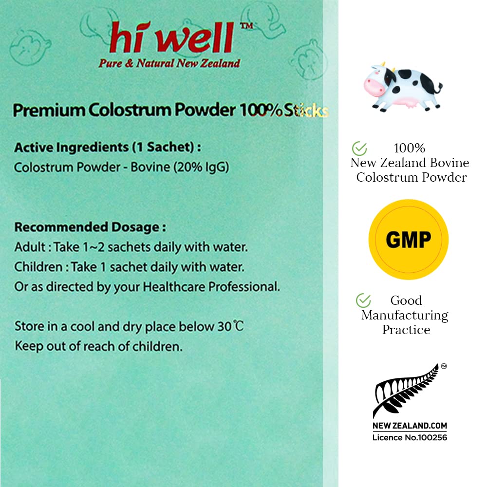 Hi Well Pure & Natural New Zealand Grass-Fed Colostrum Powder 30 Sticks